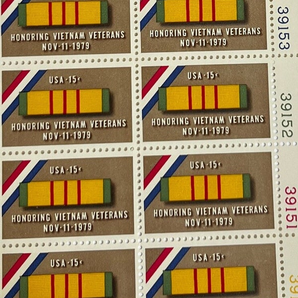 1979 Vietnam Veterans, Plate Block of 10, US Postage Stamps MNH, Scott 1802