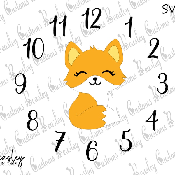 Fox Clock-Face SVG, Clock-Face SVG, Fox SVG