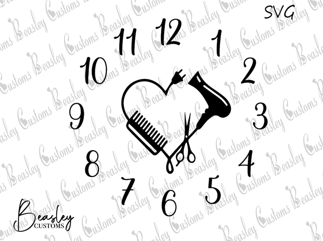 Hairdresser Clock Face SVG, Hairdresser SVG, Clock Face SVG, Hair Svg