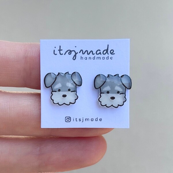 Schnauzer Dog Pet Animal Earrings Jewellery Accessories | Handdrawn Handpainted