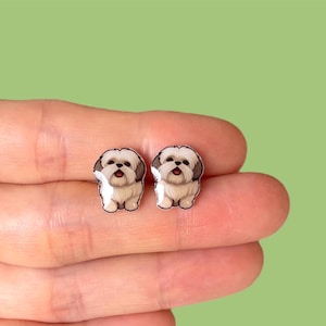 Dog Maltese Shih Tzu Pet Earrings