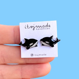 Orca Killer Whale Ocean Sea Animal Earrings Jewellery Accessories Handdrawn Handpainted Gift