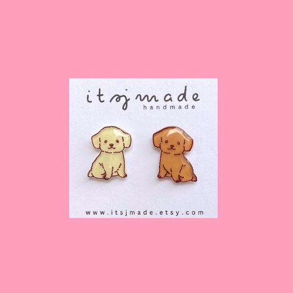 Poodle Dog Animal Pet Mismatched Earrings Jewellery Accessories Gift | Handpainted Handdrawn