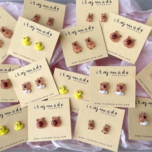 Duck Capybara Mini Stud Earrings Water-resistant