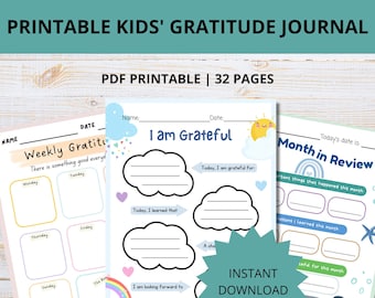 Printable Kids Gratitude Journal | Gratitude Journals for Boys and Girls | Kids Mindfulness Journal | Mindfulness Workbook