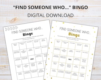 Find Someone Who Bingo Game | Icebreaker Printable | Name Game Bingo | Get to Know You Bingo Game | Human Bingo | Group Icebreaker Game