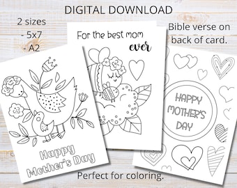 Mother's Day Greeting Cards to Color | Printable Mother's Day Coloring Cards | Mother's Day Cards with Bible Verses | Best Mom Ever Card