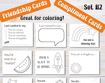 Compliment Cards to Color | Printable Kindness Cards | Friendship Cards | Affirmation Cards for Kids