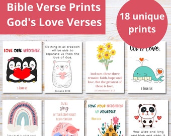 God's Love Bible Verse Prints | Printable Scripture Art | Nursery Prints with Bible Verses |  Christian Wall Art for Kids