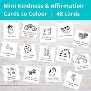 Mini Kindness Cards to Color | Affirmation Cards | Printable Kindness Cards | Coloring Cards for Kids | Positivity Cards