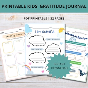 Printable Kids Gratitude Journal | Gratitude Journals for Boys and Girls | Kids Mindfulness Journal | Mindfulness Workbook