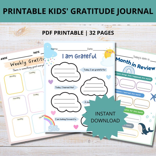 Printable Kids Gratitude Journal | Gratitude Journals for Boys and Girls | Kids Mindfulness Journal | Mindfulness Workbook