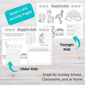 Noah&#39;s Ark Activity Page for Kids | Bible Story Printable Placemat | Coloring Page for Kids | Noah&#39;s Ark Printable | Sunday School Activity