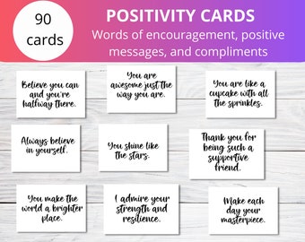 Positivity Cards | Inspirational Quotes Note Cards| Notes of Encouragement for Employee Appreciation Gift | Black and White Compliment Cards