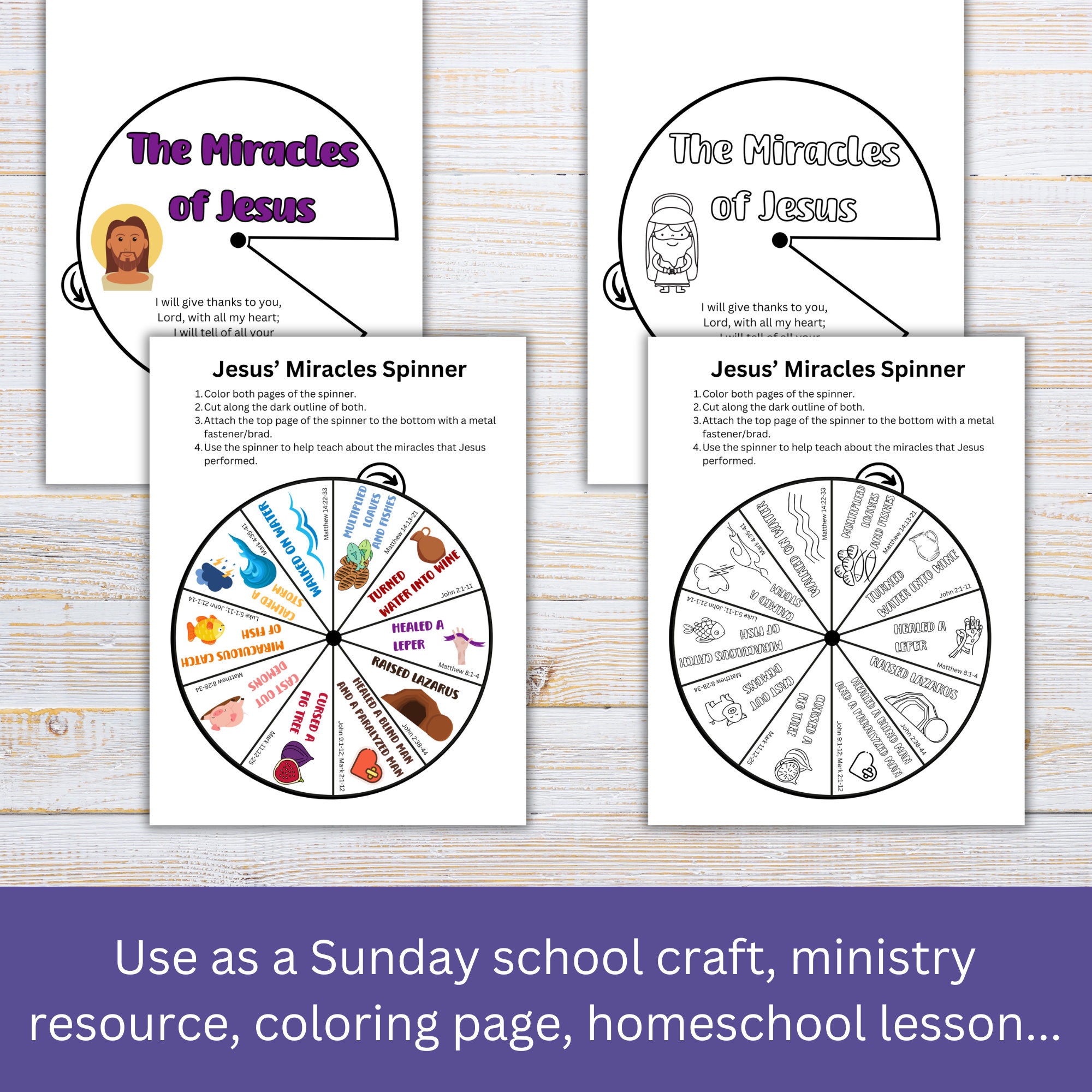 Miracles of Jesus Bible Craft | Sunday School Story Spinner | Bible ...