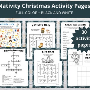 Nativity Christmas Activity Pages | Christian Christmas Activites Printable | Christmas Kids Printable | Sunday School Activities