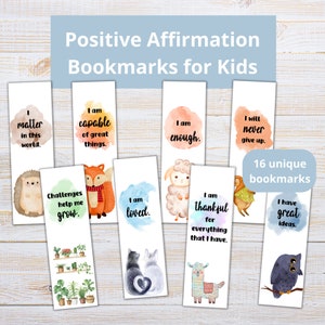 Segnalibri di affermazione positiva per bambini/Segnalibri stampabili di affermazione/Positività/Citazioni motivazionali/Affermazioni quotidiane