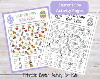 Christian Easter I Spy Activity Pages | Easter Coloring Pages for Kids | Resurrection Seek and Find Activity | Bible Easter Game
