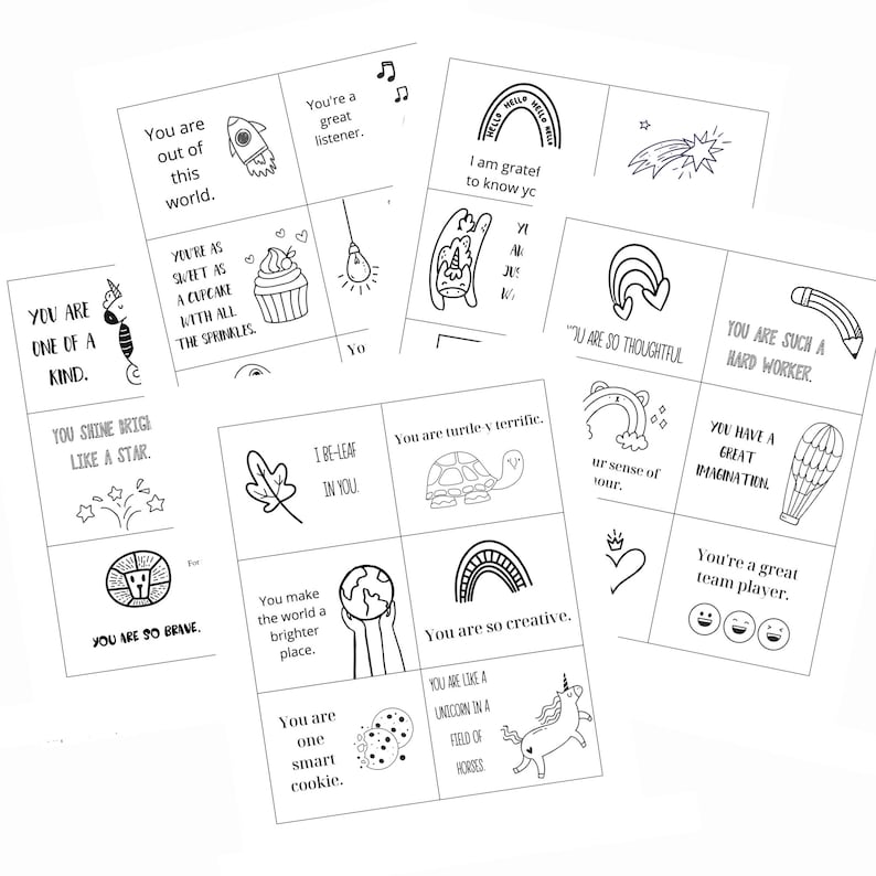 Compliment Cards Kindness Cards to Color Printable Positivity Cards Kindness Cards for Kids Coloring Cards Friendship Cards image 2
