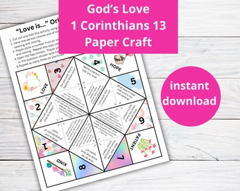 Liebe ist geduldige Bibelgeschichtenaktivität | Valentinstag Bibel Handwerk | 1 Korinther 13 Sonntagsschule Handwerk | Wahrsagerin | Süßer Hingucker