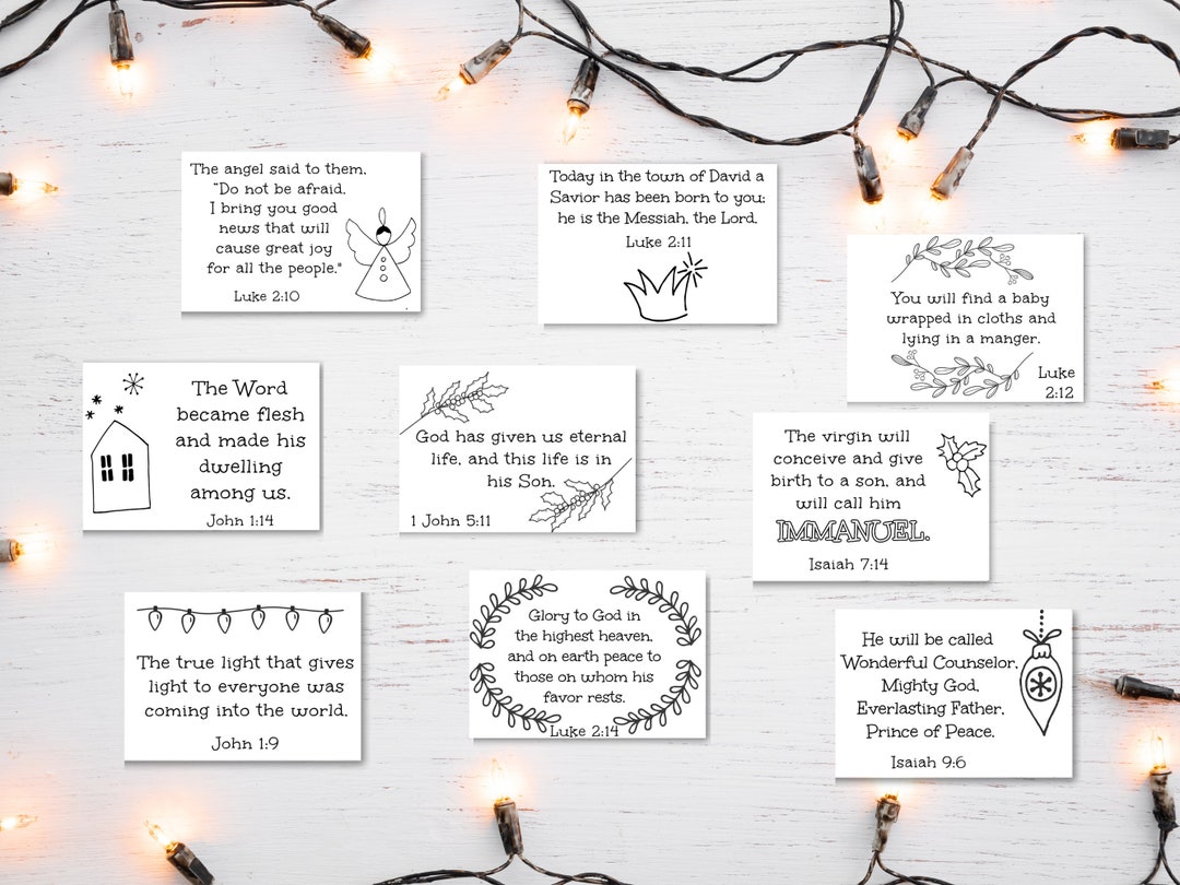 Christmas Bible Verse Coloring Cards Printable Scripture Cards - Etsy