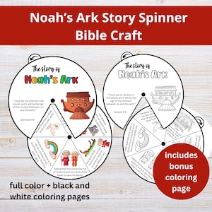 Noah&#39;s Ark Printable Bible Craft | Story Spinner | Noah&#39;s Ark Coloring Page | Genesis Old Testament Craft | Sunday School Activity