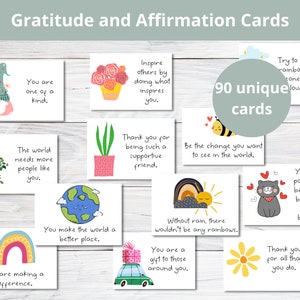 Afdrukbare dankbaarheidskaarten | Bevestigingskaarten | Afdrukbare complimentenkaarten | Mini-kaartenset met inspirerende quote | Waardering door werknemers