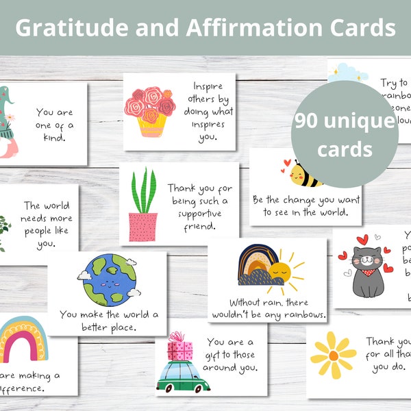 Gratitude Cards Printable | Affirmation Cards | Printable Compliment Cards | Mini Inspirational Quote Card Set | Employee Appreciation