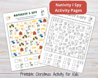 Nativity I Spy Activity Pages | Christmas Printable Coloring Pages | Christmas Games | Homeschool Game | Christmas Seek and Find