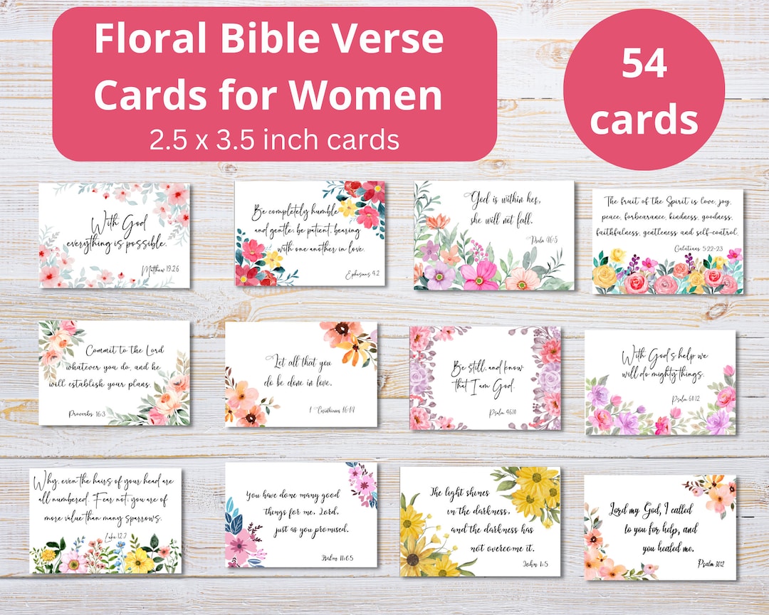 54 Floral Bible Verse Cards | Printable Scripture Cards for Women ...