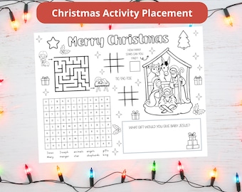 Nativity Christmas Activity Placement | Christmas Coloring Sheet | Nativity Sunday School Activity | Printable Christmas Activity Page