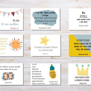 Printable Bible Verse Notes for Kids | Scripture Cards for Kids | Lunchbox Notes | Encouragement Cards - Set of 36 Cards in 2 Sizes