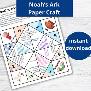 Noah's Ark Sunday School Craft | Noah's Ark Printable | Fortune Teller | Cootie Catcher | Discussion Questions | Kids Bible Lesson