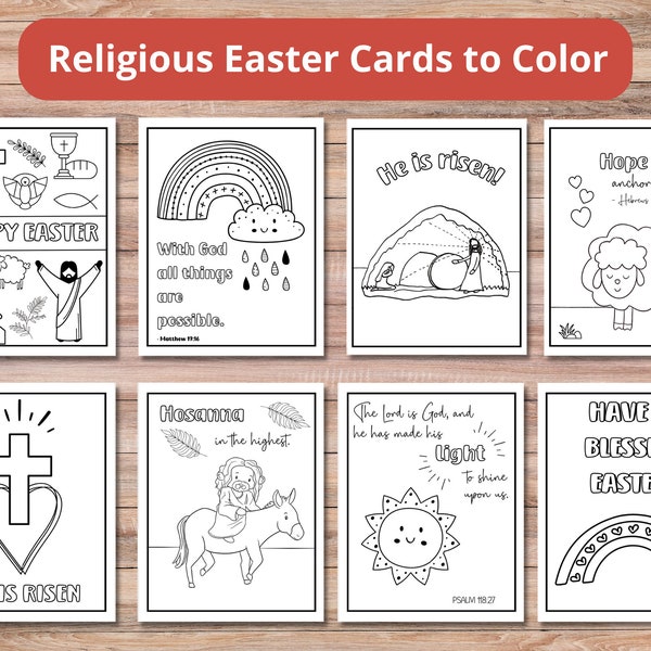 Printable Easter Cards to Color | Religious Easter Cards | Christian Easter Coloring Pages | Printable Easter Activity | Sunday School Craft