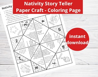 Nativity Christmas Coloring Page | Christmas Sunday School Game | Printable Christian Christmas Activity | Christmas Party Game