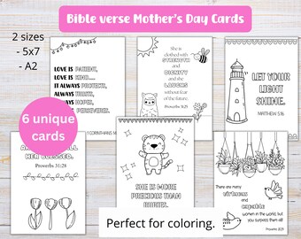 Bible Verse Mother's Day Cards | Mother's Day Cards to Color | Printable Mother's Day Cards for Kids | Christian Mother's Day Printable