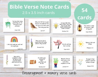 Cute Graphic Bible Verse Cards | Mini Scripture Cards | Printable Scripture Cards | Bible Study | Lunchbox Notes