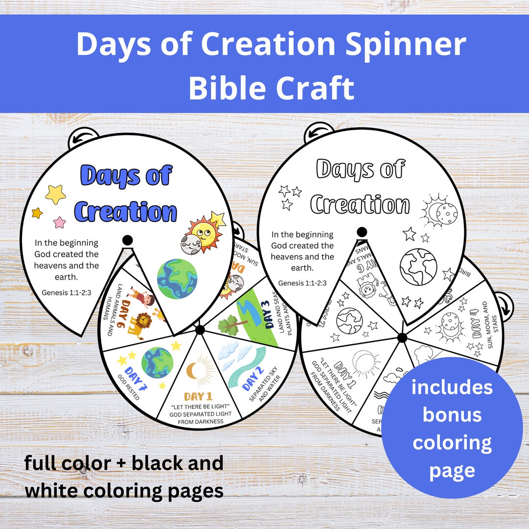 Days of Creation Craft for Kids | Sunday School Bible Craft Spinner ...