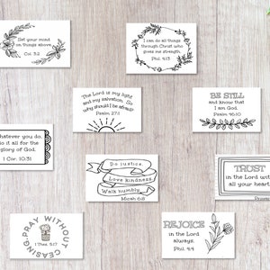 Printable Scripture Cards - Bible Verse Coloring, Blank Note Cards, Encouragement Notes, Memory Verse, Bookmarks