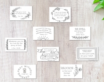 Printable Scripture Cards - Bible Verse Coloring, Blank Note Cards, Encouragement Notes, Memory Verse, Bookmarks