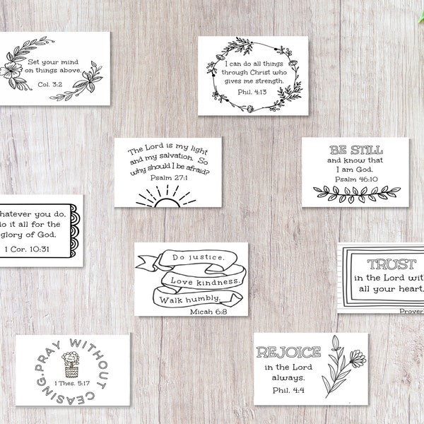 Printable Scripture Cards - Bible Verse Coloring, Blank Note Cards, Encouragement Notes, Memory Verse, Bookmarks