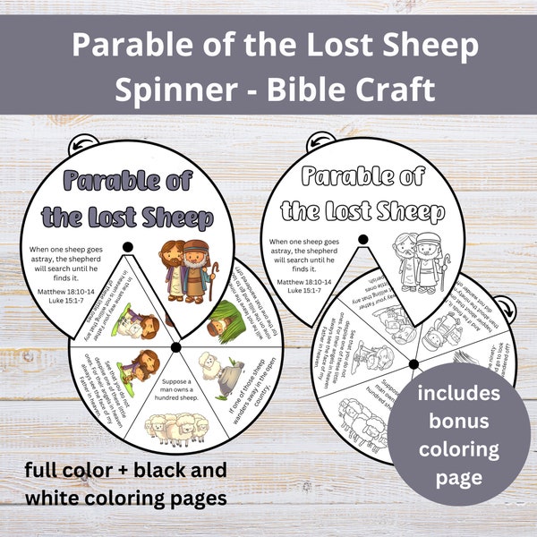 Parable of the Lost Sheep | Bible Activity | Sunday School Craft | Jesus Parables Printable | Homeschool Bible Activity | Coloring Page