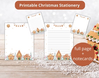 Christmas Stationery Printable | Christmas Letter Paper | Christmas Note Cards | Gingerbread Note Cards | Printable Christmas Stationary