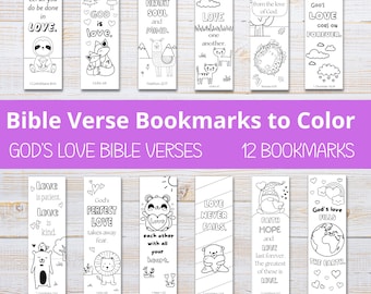 Bible Verse Bookmarks to Color | Scripture Coloring Bookmarks for Kids | Printable Love Bookmarks | Kids and Student Gifts | Valentines