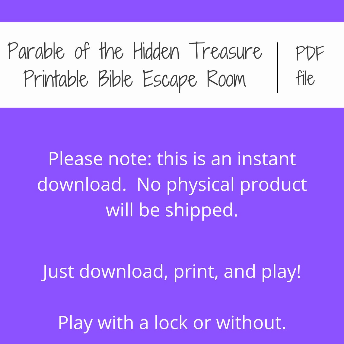 Parable of the Hidden Treasure Bible Story Escape Room | Printable ...
