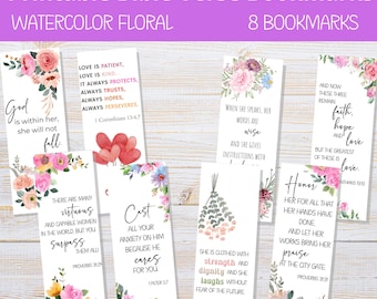 Printable Bible Verse Bookmarks | Mother's Day Printable | Proverbs 31 | Encouraging Scripture Quotes | Floral Bookmarks for Women