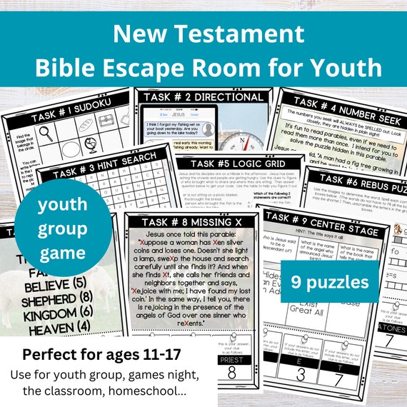 New Testament Escape Room for Youth | Bible Escape Room | Youth Group Game | Sunday School | Jesus Escape Room | Logic Puzzles