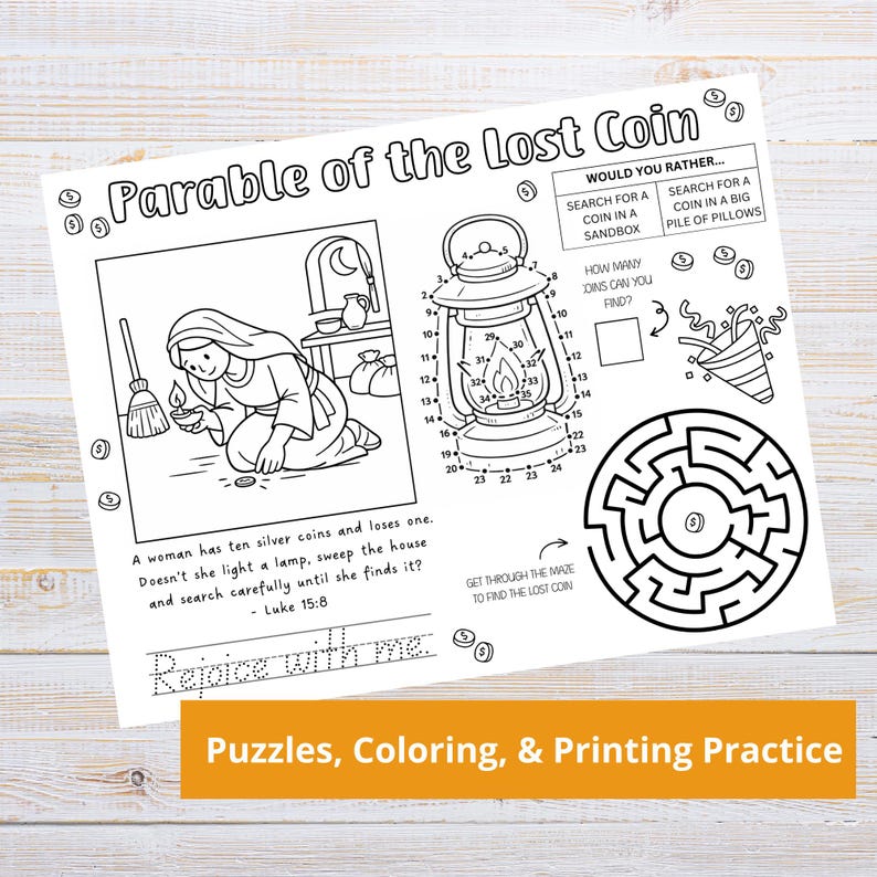 The Parable of the Lost Coin Activity Placemat | Printable Sunday ...