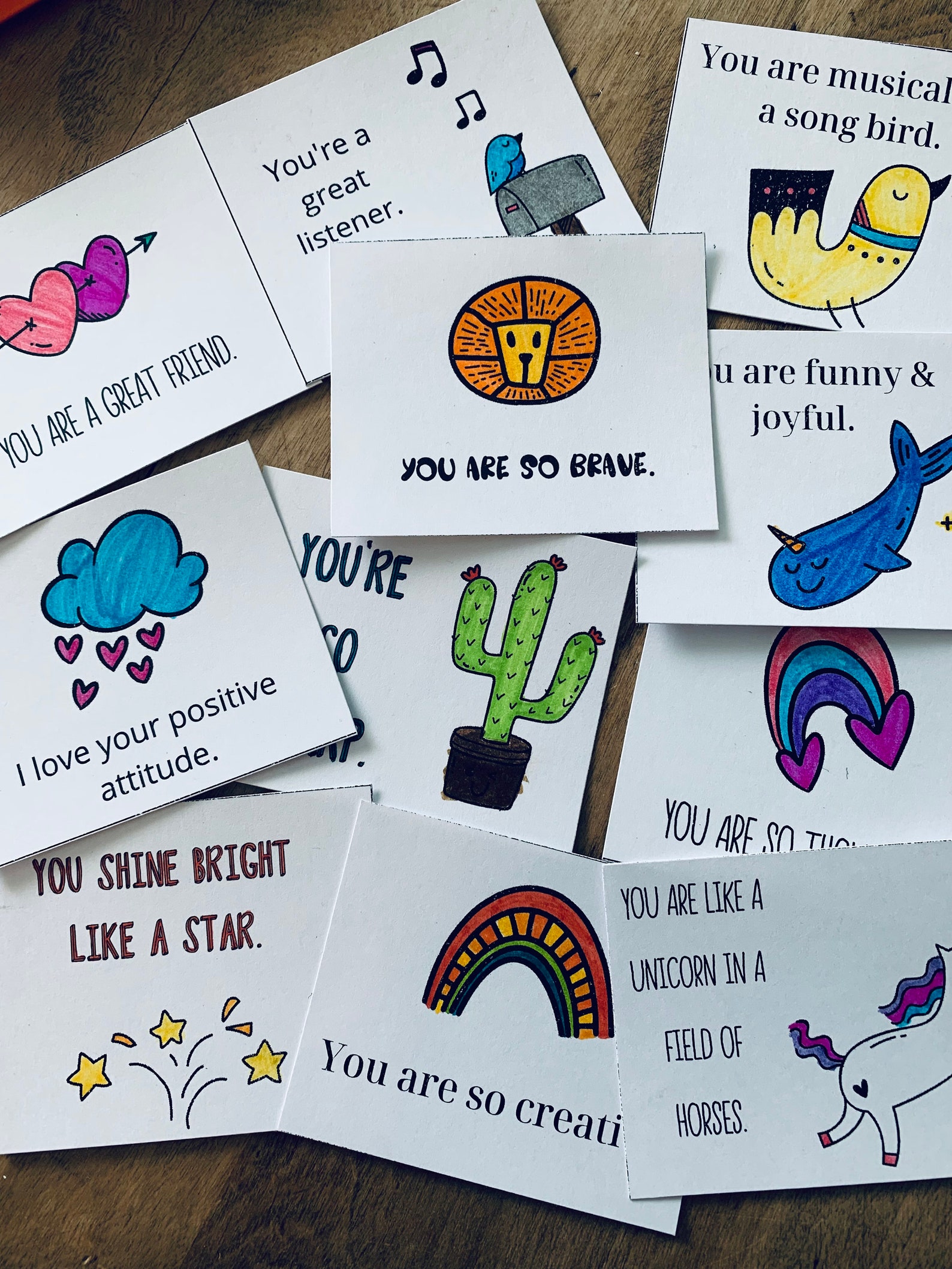 Compliment Cards Kindness Cards to Color Printable Positivity Cards ...