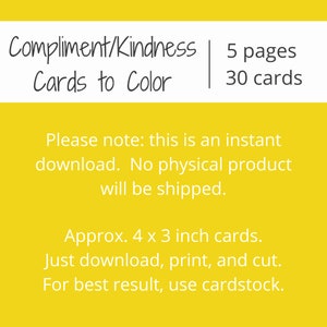 Compliment Cards Kindness Cards to Color Printable Positivity Cards Kindness Cards for Kids Coloring Cards Friendship Cards image 9